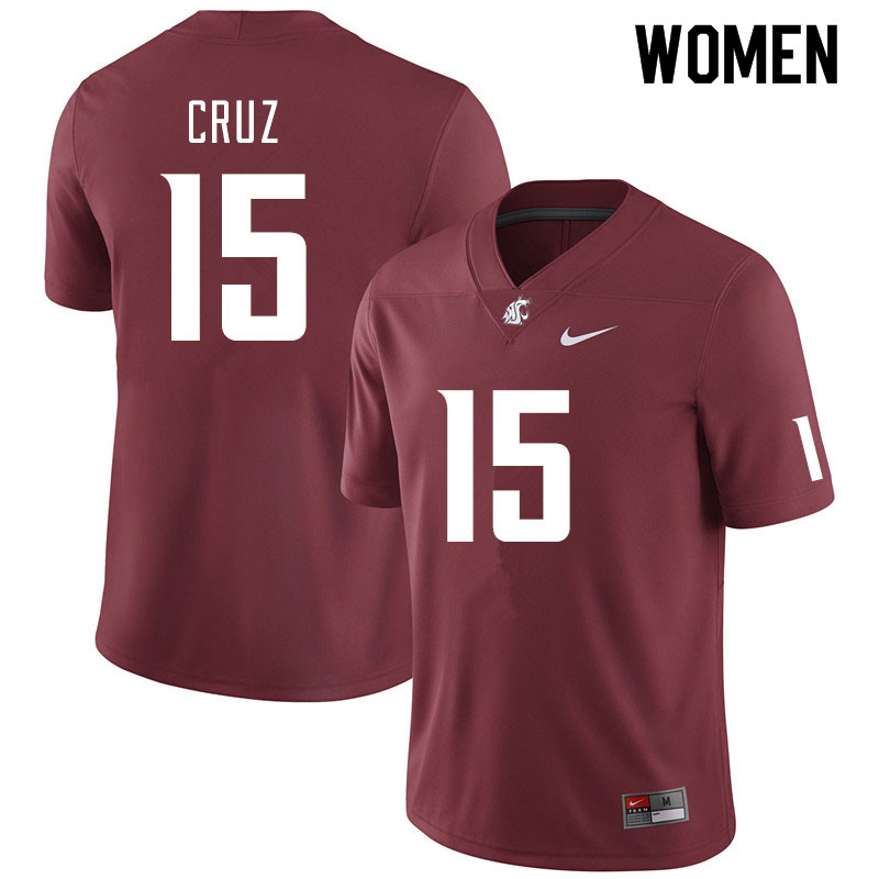 Women #15 Gunner Cruz Washington State Cougars College Football Jerseys Sale-Crimson